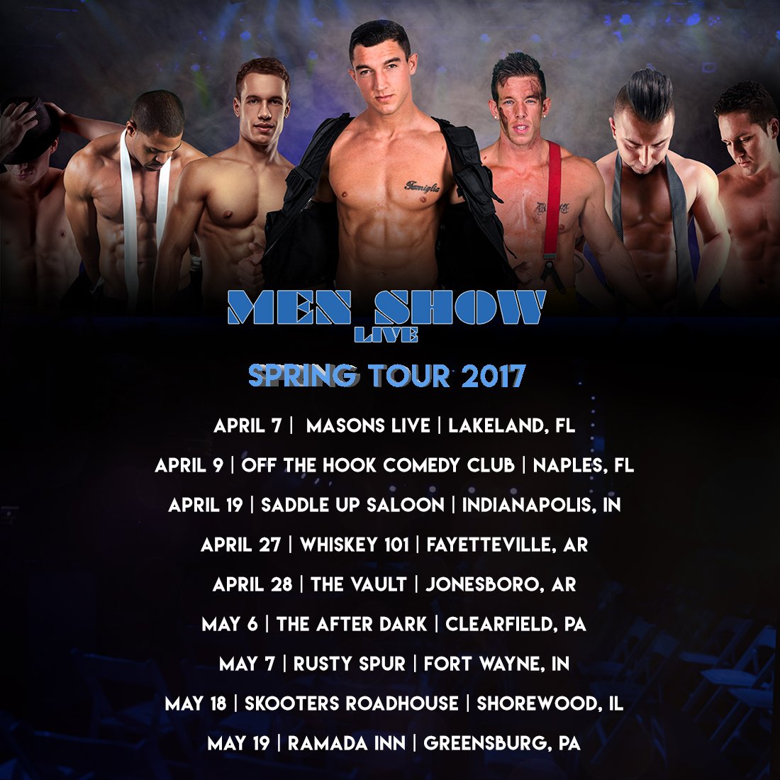 Tour Announcement!🎉 Ladies who's in? 😘

#menshowlivetour #springtour #ladiesnightout #girlsnight #sexymen #comingsoon