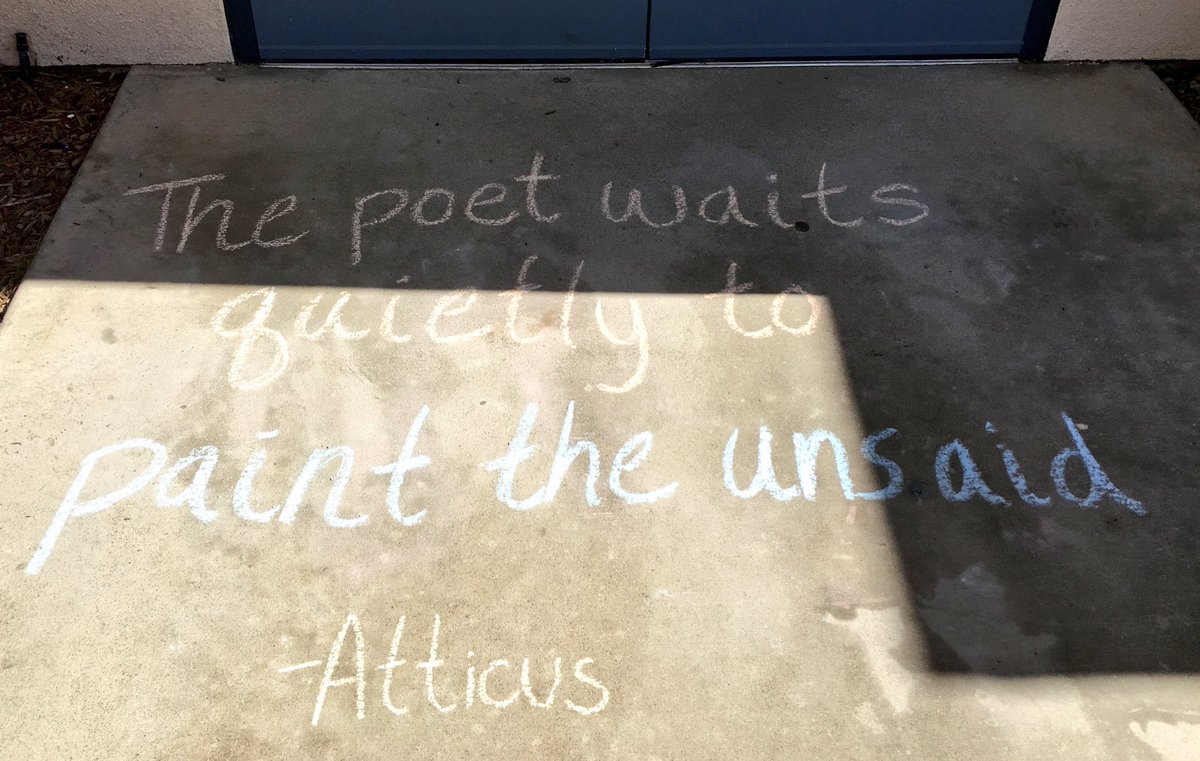 LibraryatSMS's tweet image. There's a new poem in front of the library today. 
#poetrymonth #sidewalkpoetry #itsthesmallthings