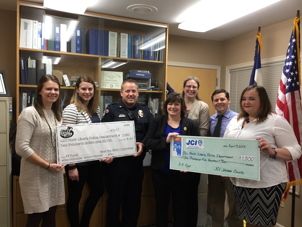 BeattheBitter's tweet photo. We were pleased to present a $2000 donation to the North Liberty Police Department K9 Fund this morning with proceeds from February's event! https://t.co/geKFez2h2C