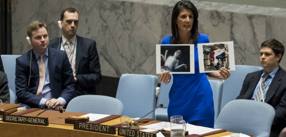 ForeignPolicy's tweet photo. Russia rejects Trump administration’s U.N. bid to condemn Syrian chemical weapons attack. https://t.co/8C3LyuT9i5 https://t.co/EmtoVw7DEx
