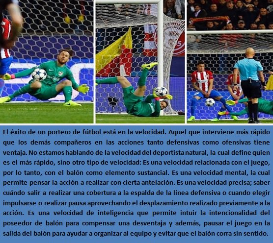 El éxito de un portero está en la velocidad. Aquel que interviene más rápido que los demás compañeros en las acciones  tiene ventaja.