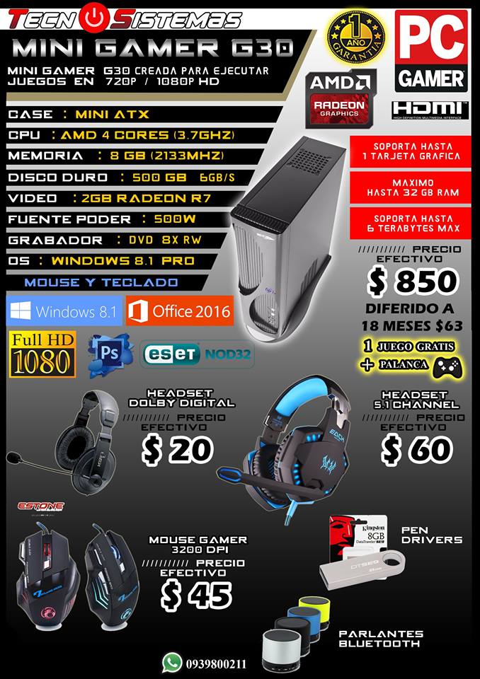 techsistemas's tweet photo. CPU Gaming precio normal $1100 PRECIO PROMOCION $850 solo aqui en TecnoSistemas Incluye : CPU Gamer+1 control Usb+2 Juegos+Teclado Mouse https://t.co/90NdalJJm1