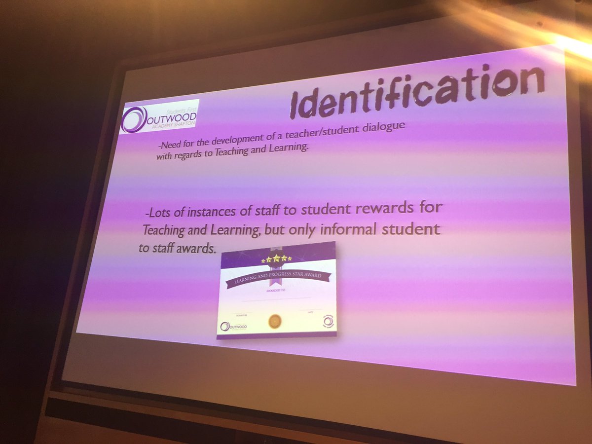 juliefslater's tweet photo. If this isn't putting students & staff first then I don't know what is. Students rewarding staff for great t&l #OGATeachMeet https://t.co/83Q4PF64vw