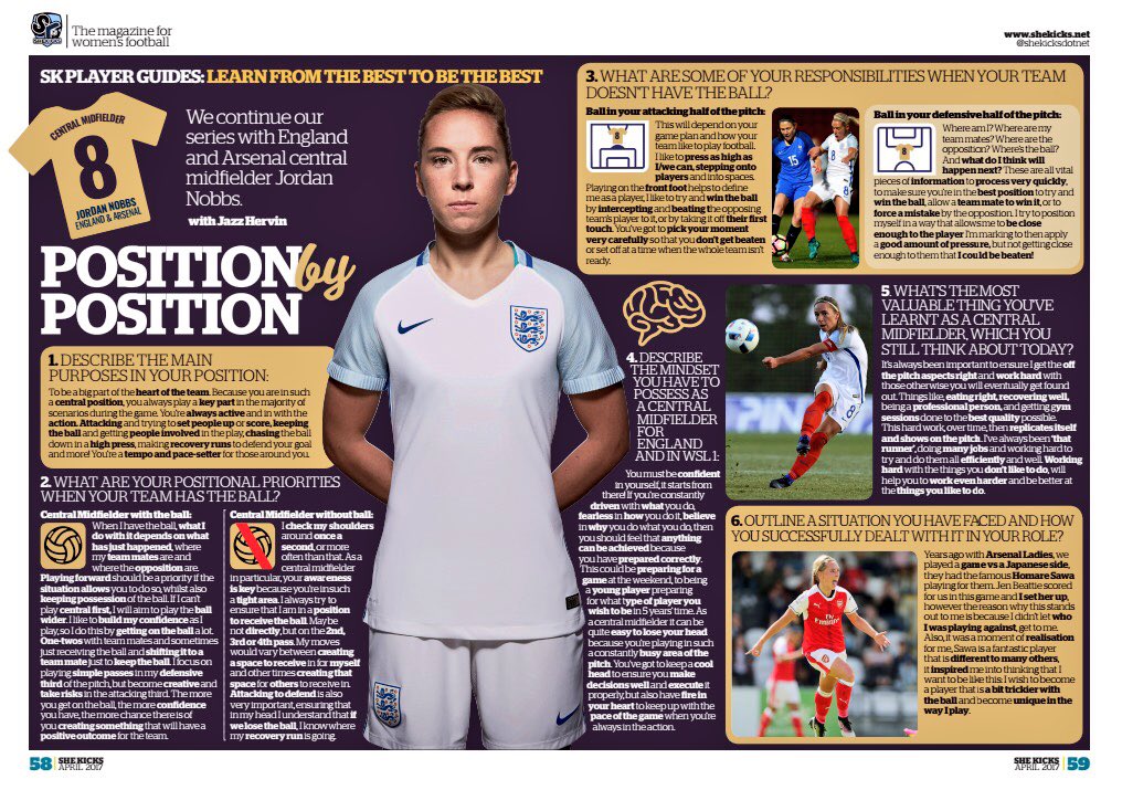 ELITE EXCEL: New Positional Specific Resource out NOW in the @SheKicksdotnet Mag.
With <a href="/England/">England</a> &amp; <a href="/ArsenalLadies/">Arsenal Ladies</a> Midfielder <a href="/JordanNobbs8/">Jordan Nobbs</a> ⚽️
