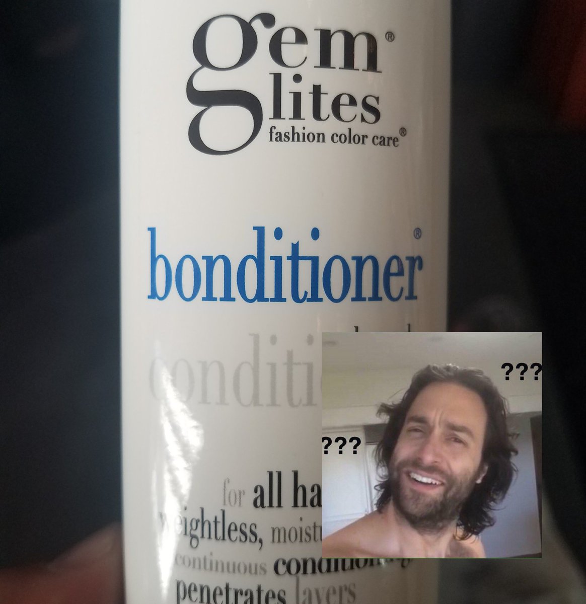 hrawkhawk's tweet photo. @chrisdelia dude, there's an official #bonday conditioner.... What? #no #congratulationspod #notgamingthesystem https://t.co/PCTar9KDqN