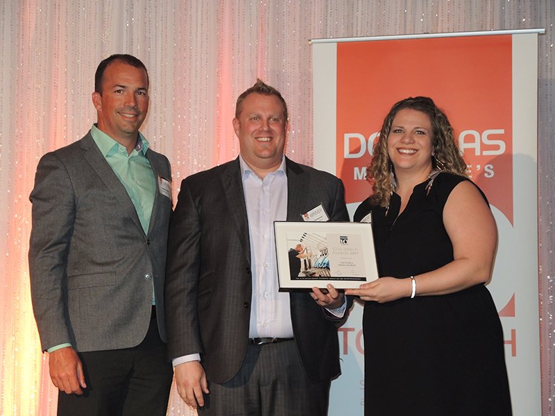 Douglasmagazine's tweet photo. Congratulations #10toWatch award winner @VicSodaWorks! Award presented by Steve Nagy of @Graphic Office interiors. https://t.co/4q0jOZKkt5