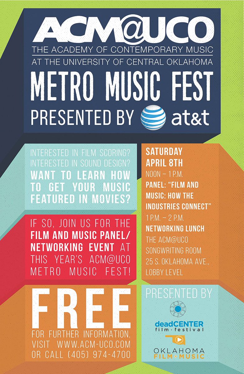 .<a href="/acmuco/">ACM@UCO</a> will host the 8th annual FREE Metro Music Fest Saturday with live music along with a panel hosted by us + <a href="/deadcenter/">deadCenter Film</a>! #OkieMusic