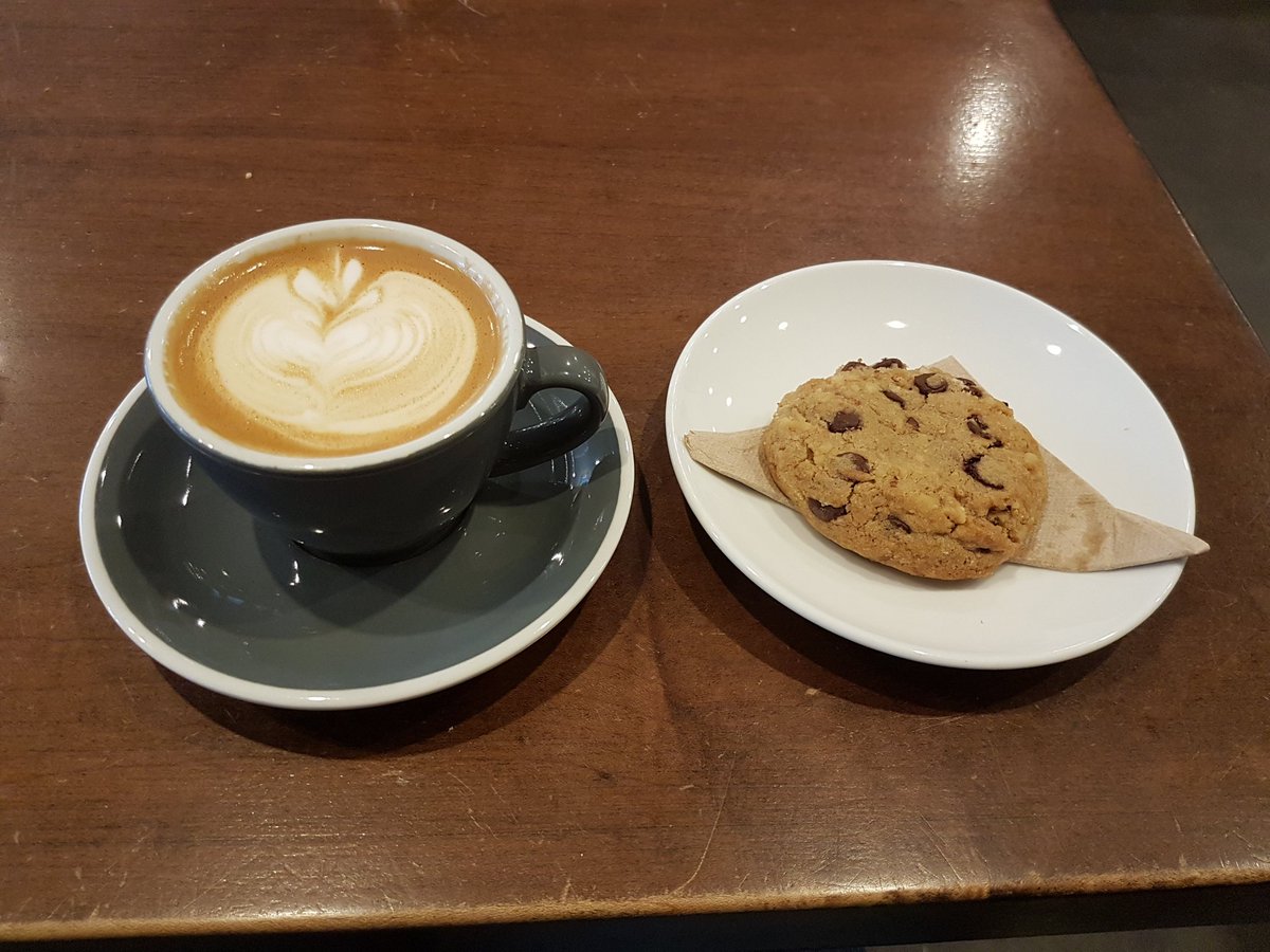javamarked's tweet image. A few cafes in and we had to stop to refuel! @ElysianCoffee provided us with this beautiful #macchiato and chocolate chip cookie. Delish!