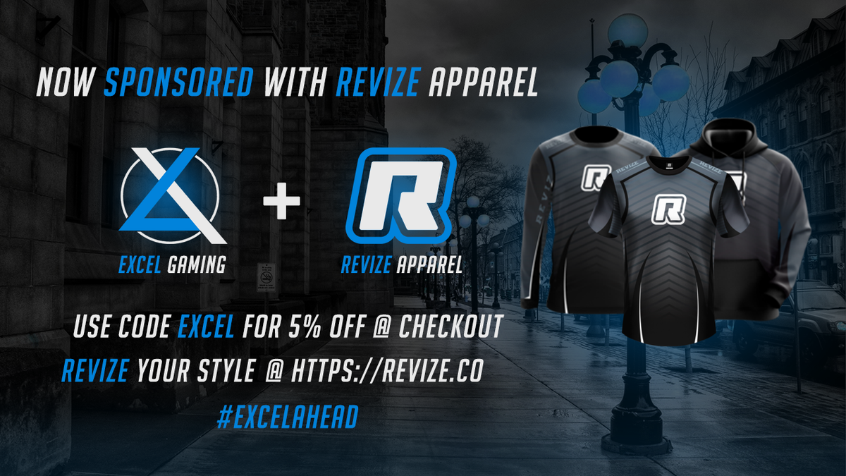 ExceL_GG's tweet photo. We are now sponsored by @RevizeCo!

Use code EXCEL for 5% off your next order! 

Revize your style!

#ExceLAhead https://t.co/wlj9HqCunf