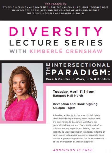Join us in conversation with Kimberlé Crenshaw on Tuesday April 11th at 4 PM in North Banquet Hall.