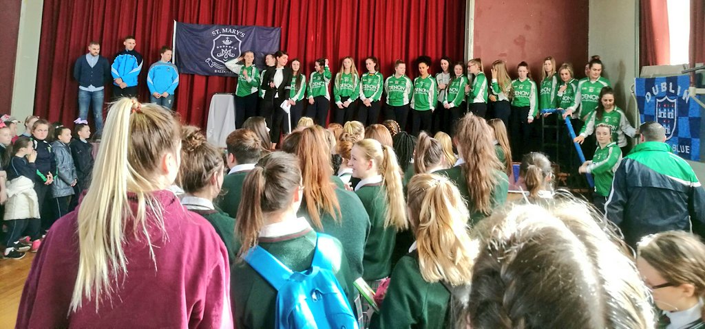 News_St_Marys_B's tweet photo. Thanks to @DubGAAOfficial Eoghan O'Gara and Emer Ní Eafa who presented our U19 Gaelic Footballers with their @gaaleinster runners up medals https://t.co/gD6ZQp0cOb