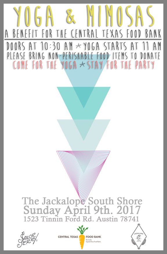 CTXFoodBank's tweet photo. FREE yoga class at @TheJackalopeBar S. Shore on Sunday. Bring a canned food donation &amp; get a free mimosa afterwards! https://t.co/F45r6INPpA https://t.co/oD3iPZWrvo