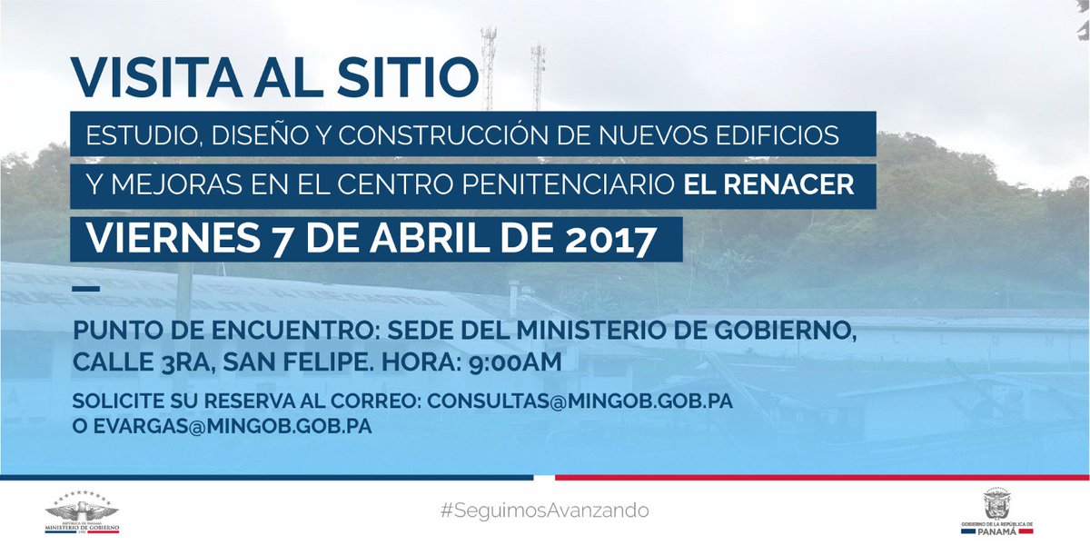 MinGobPma's tweet photo. MinGob Invita a empresas interesadas al acto público para mejoras a El Renacer este viernes 9am.Solicite su reserva: consultas@mingob.gob.pa https://t.co/0oQY3kFlUE