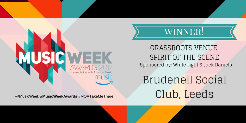 MusicWeek's tweet photo. Grassroots Venue goes to Brudenell Social Club, Leeds! Congratulations #MusicWeekAwards #MQATakeMeThere https://t.co/TkJnXr7ZPu