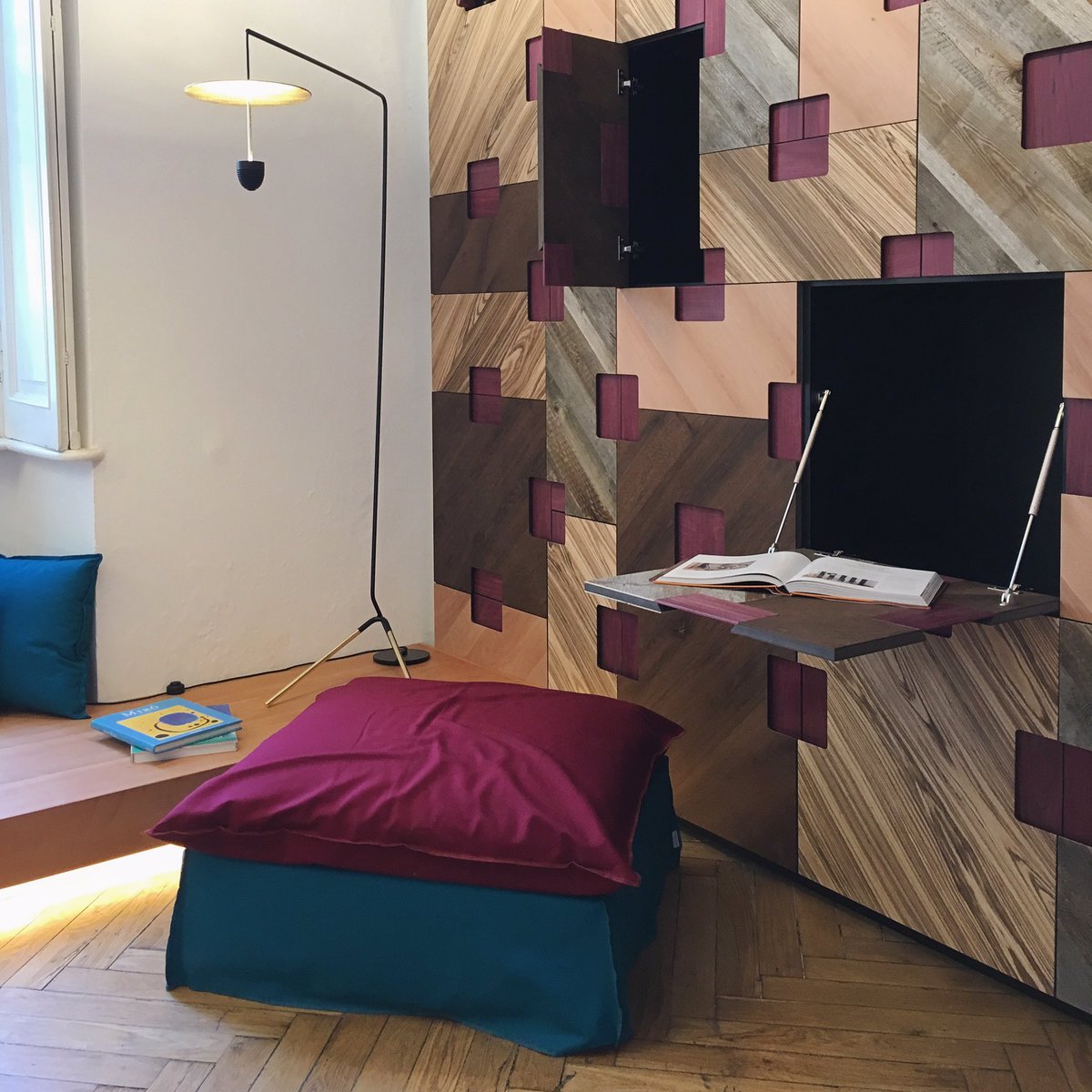 20144studio's tweet photo. Vibrant colors of @Gervasoni1882 surrounded by variety of #tropical wood at @SlowWoodNet. #mdw2017 #fuorisalone  #20144studio #milanoboom https://t.co/FMJ38BYsnb