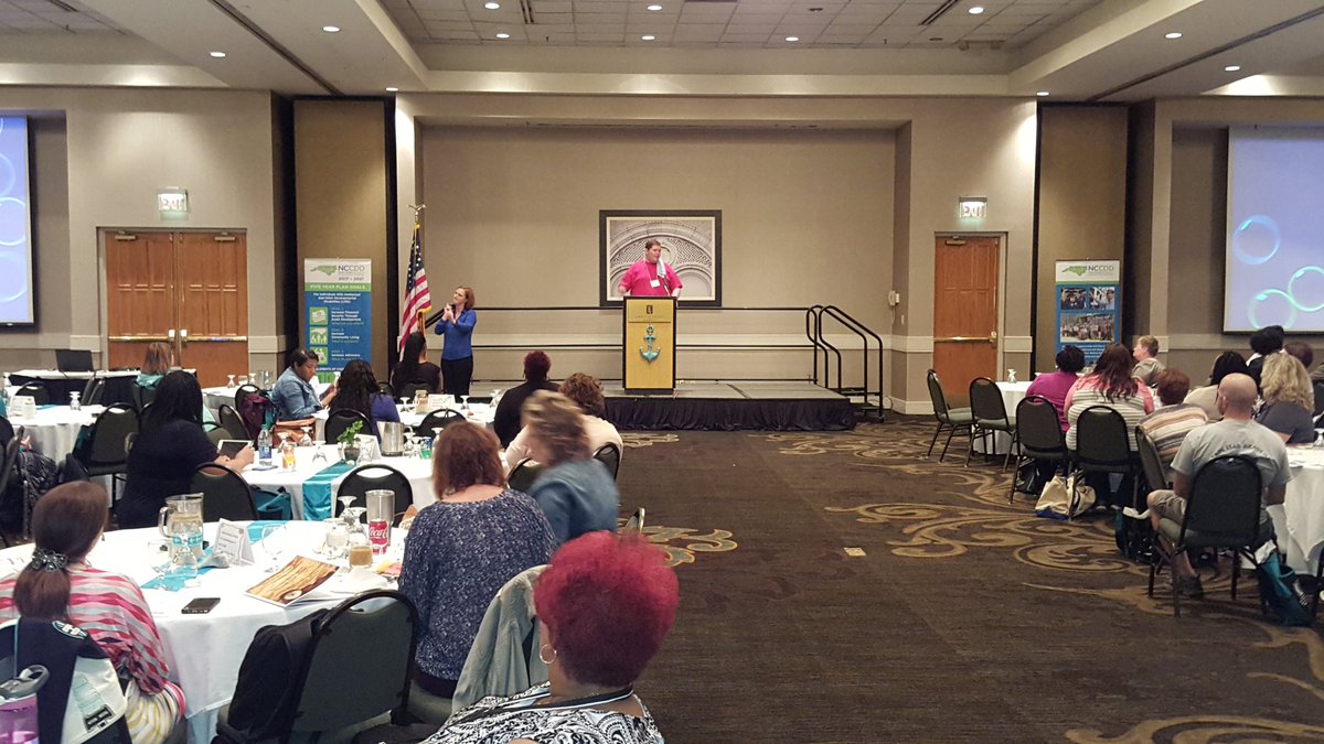 PhilipWoodward8's tweet photo. "Think Big, Dream Big, Believe Big!" D.J. Svoboda, a talented artist with autism, opens the N.C. DCDT Conference! ☺ #ncdcdt #nctransition https://t.co/LliC3Gg0b7