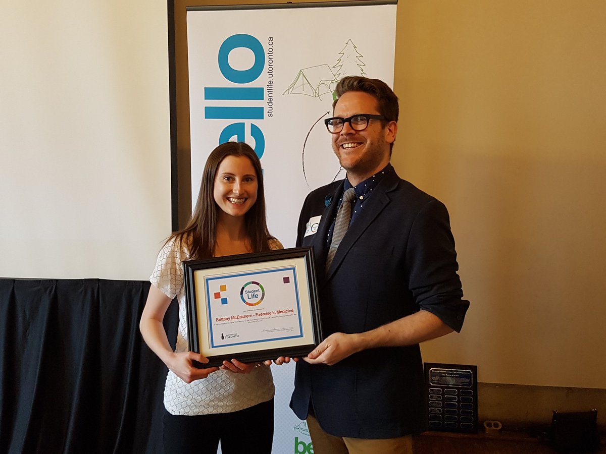 UofTStudentLife's tweet photo. Congratulations to Brittany McEachern new member of the year award, part of Exercise is Medicine. #UofTrecognizes https://t.co/hbtd8gcA5I