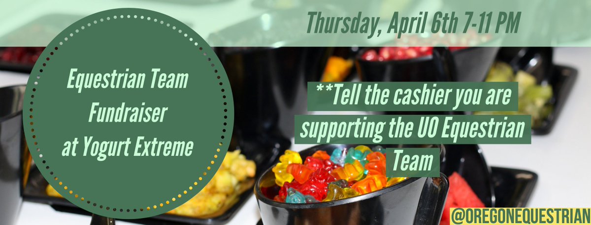 uo_equestrian's tweet photo. Spring has arrived! Treat yourself to some frozen yogurt and support @uo_equestrian this Thursday! https://t.co/rNFvAuGst7