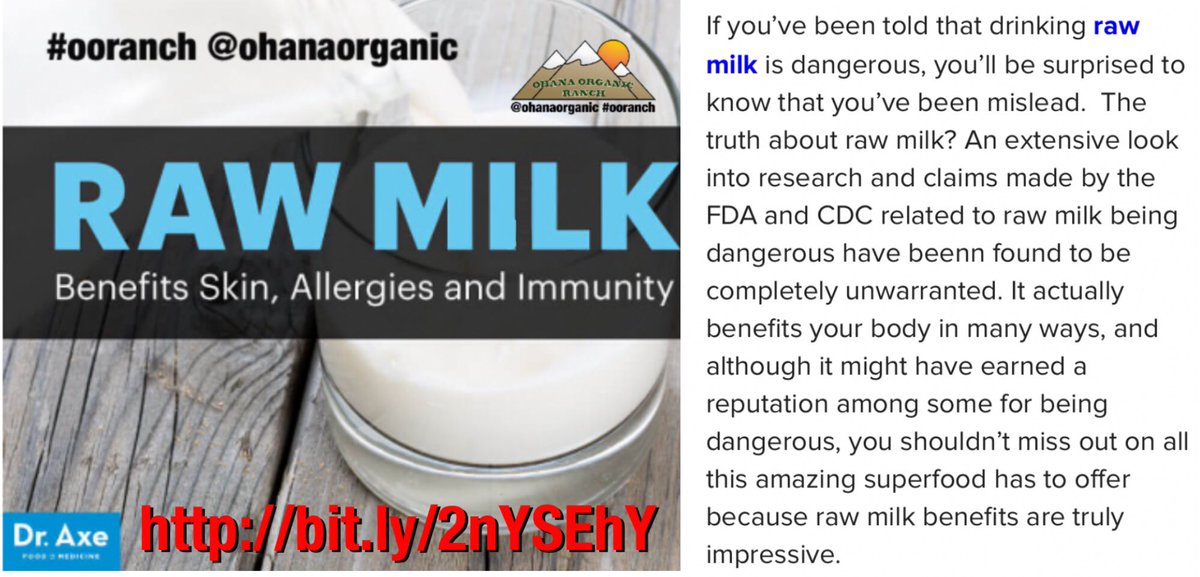 OhanaOrganic's tweet photo. βοΈWhat do U really know about #rawmilk?
Y is it illegal2sell?
#ooranch #organicfoodismedicine @RawMilkFacts #truth
https://t.co/8vRr8VqvkB https://t.co/4DLapu8z4F