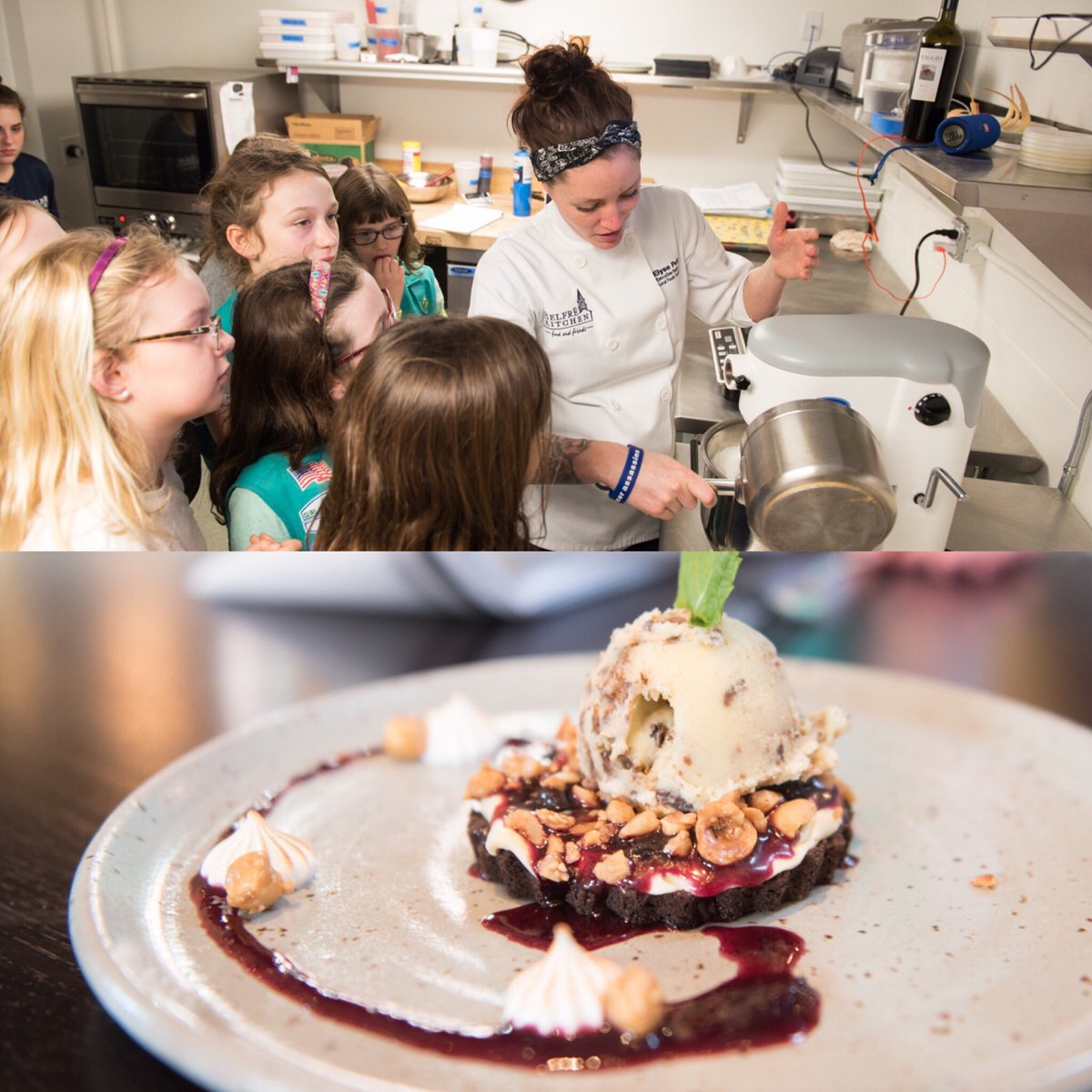 BelfreKitchen's tweet photo. @girlscouts Troop 8329 did a great job helping Chef Elyse finish our new dessert featuring a favorite Girl Scout cookie! #earningbadges https://t.co/Usnz8LbBkk