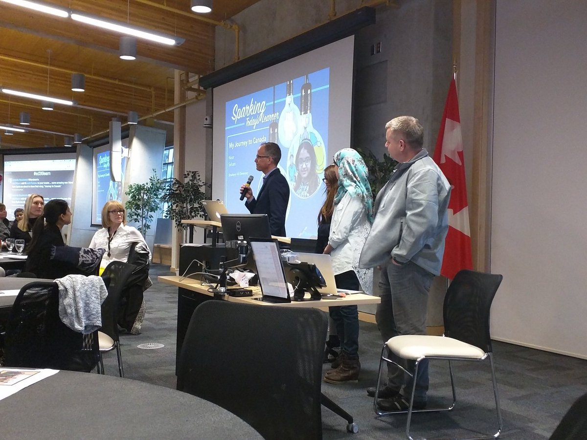 Courageous sharing of, "My Journey to Canada" by Syrian refugees from Surrey School District to our exceptional educators <a href="/JustinTrudeau/">Justin Trudeau</a>