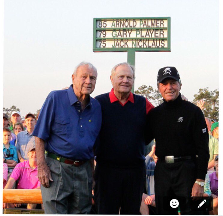 blanchdawg's tweet photo. Masters eve. No better than these 3! Mr Palmer will be missed. https://t.co/61UkRPcrWw