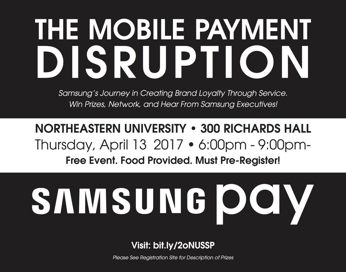 IISE_NU's tweet photo. @NUEvents Samsung pay has an seminar on the future of mobile payments. https://t.co/c5mLScdAQm