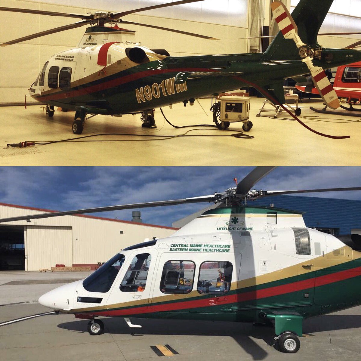 LifeFlightMaine's tweet photo. Our new heli is headed to Dallas for some flight tests.Then it'll come home to #Maine! #lifeflight #N901WM #A109SP #mainesflyinghospital https://t.co/M6z1iq7Xx6