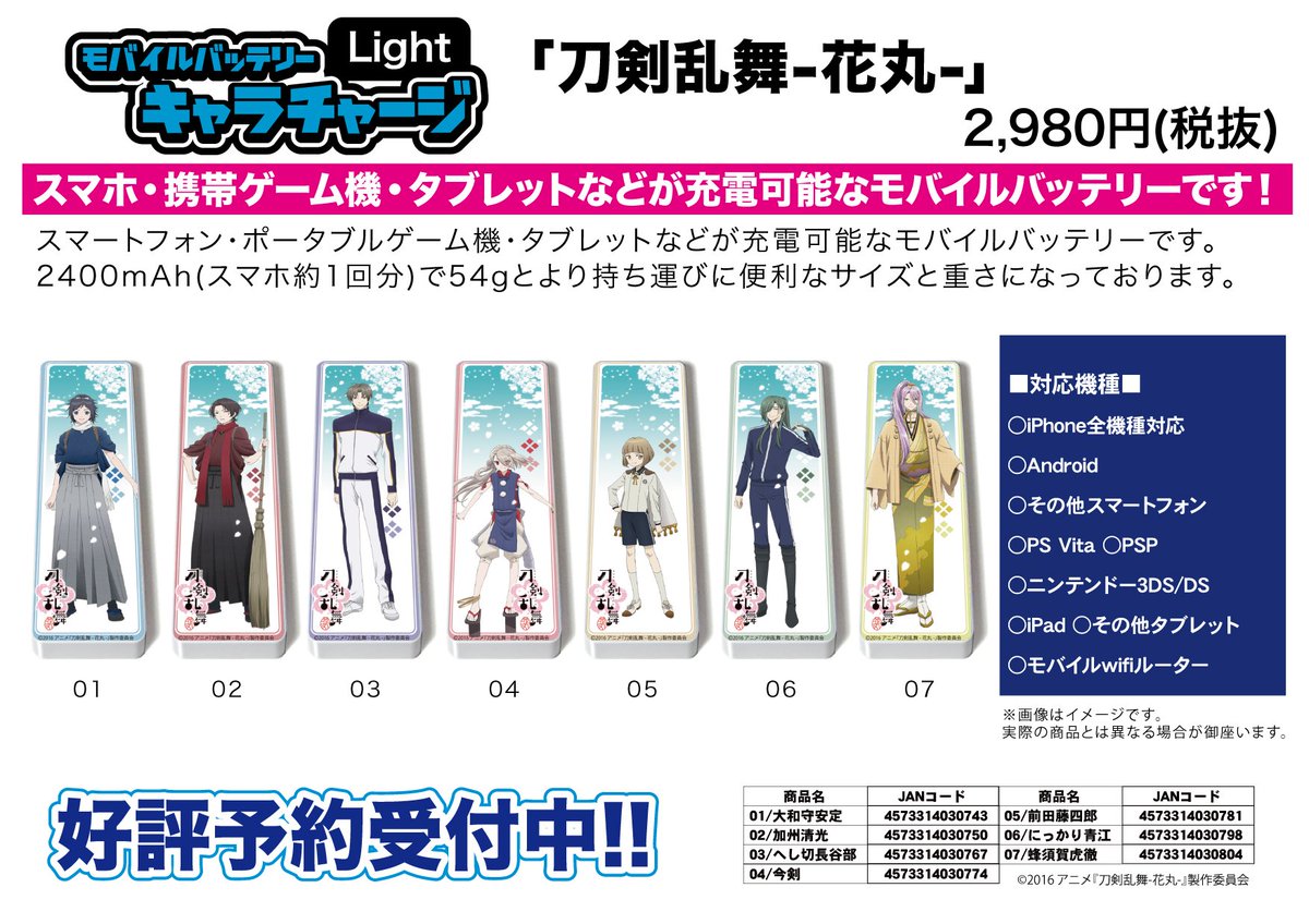 Eeo Media 新作予約案内 キャラチャージライト 刀剣乱舞 花丸 が予約開始 スマートフォン ポータブルゲーム機 タブレットなどが充電可能なモバイルバッテリーです 詳細は T Co Boygur9i85 刀剣乱舞 とうらぶ Touken Hanamaru Eeo Media 新作予約案内 キャラチャージライト 刀剣乱舞 花丸 が予約開始 スマートフォン ポータブルゲーム機 タブレットなどが充電可能なモバイルバッテリーです 詳細は T Co Boygur9i85 刀剣乱舞 とうらぶ Touken Hanamaru
