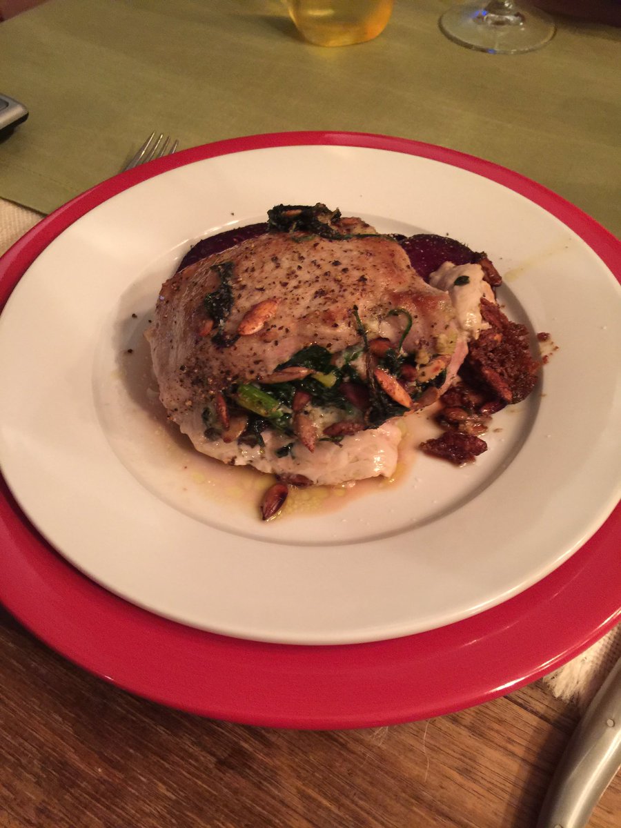 JohnFarrell3's tweet image. Spinach stuffed Pork Chops and       Ch Cabrieres 2013. I think all were impressed