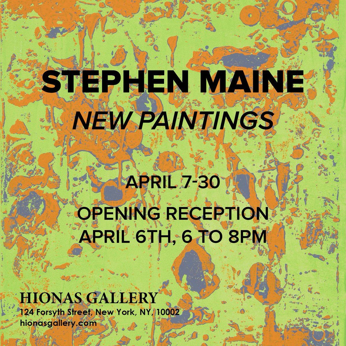stephen_maine's tweet photo. "Stephen Maine: New Paintings" opens tomorrow evening at Hionas Gallery, 124 Forsyth St., NYC (runs through April) https://t.co/Opj6QkCGy4 https://t.co/VwnxVffX9r