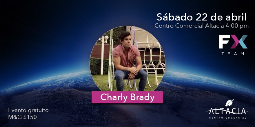 Sábado 22 de abril <a href="/CharlyBrady/">charly brady</a> en León, Guanajuato. <a href="/Altaciamx/">Altacia</a> 4pm, te esperamos ! #FxTeam