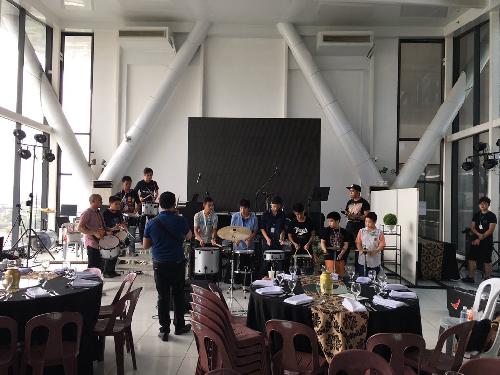 Expmus's tweet photo. Drummers with Mike Alba #centurycitymall https://t.co/dUqlF8US6T