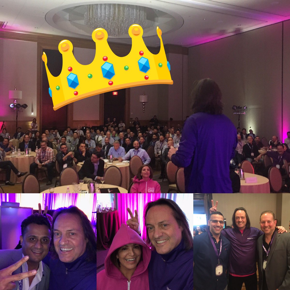JohnLegere's tweet photo. When I'm not in magenta, I'm in purple, saying thanks and 🙌🏻 to @MetroPCS top leaders and dealers! They're the best!! https://t.co/GrPvcq3WJG