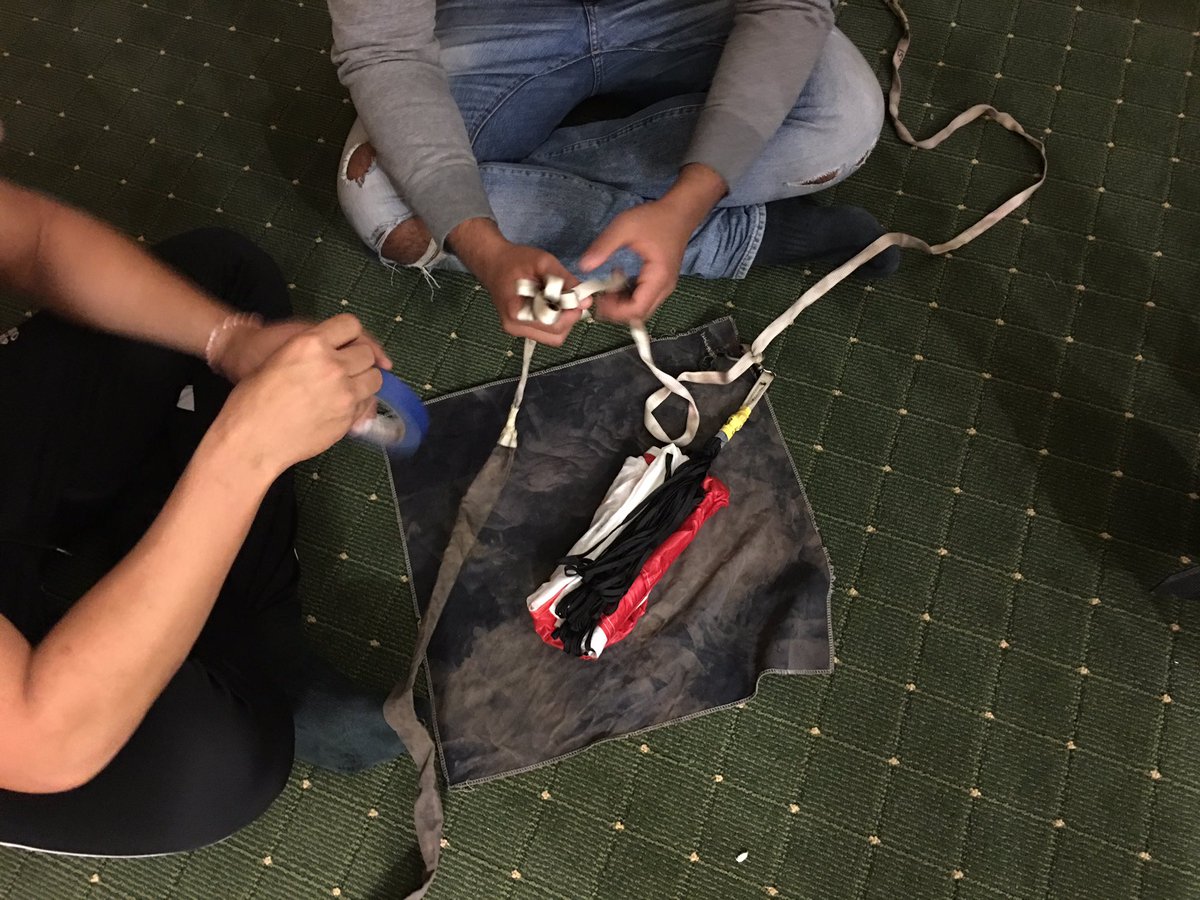 WesternHighSLI's tweet photo. First night in town, and we're prepping for the LRR tomorrow. Final preparations to the chutes and payload are pictured. https://t.co/CrHPejTJC5