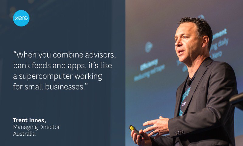 Xero's tweet photo. Xero believes by working together we can help small business &amp; ultimately grow the economy. – @trentinnes #AFRbanking17 https://t.co/LqzxMpvplE