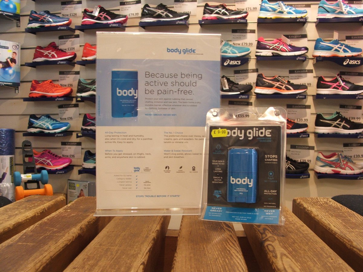 Body Glide. Stops chafing!! <a href="/ChRunners/">Cherwell Runners</a> <a href="/BanburyHarriers/">Banbury Harriers</a> 20% off everything at Essential Sports.