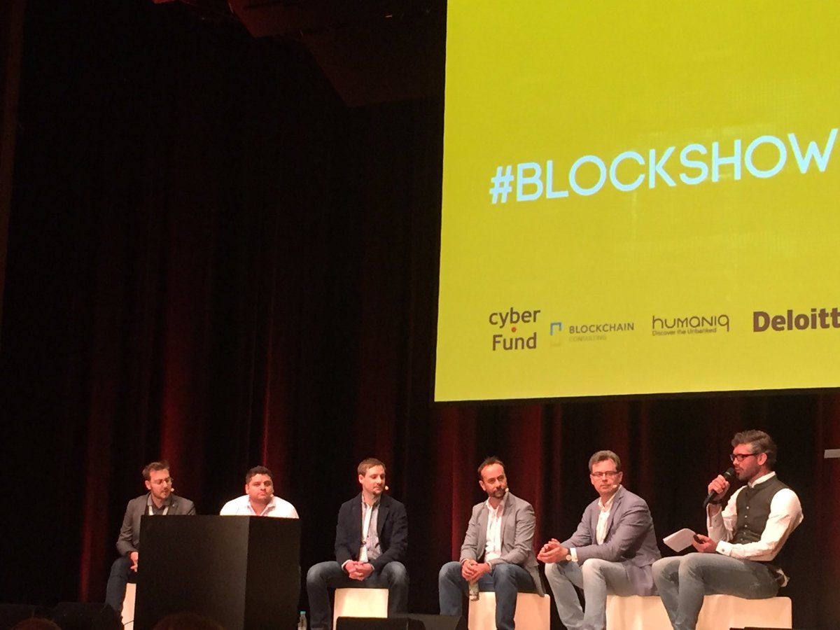 blockch_plushie's tweet photo. Great lineup @ panel on Blockchain implementation, excellently moderated by @nexussquared 's Daniel Grassinger! #Blockchain #BlockShow2017 https://t.co/m2Eyfm1xfJ