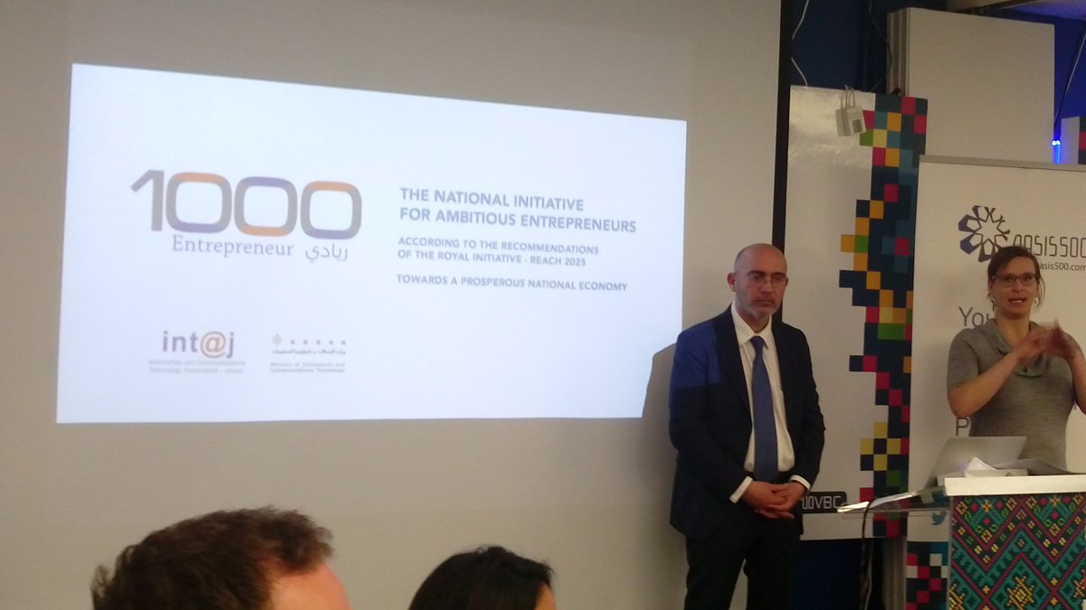 intajICTJO's tweet photo. #Intaj CEO Mr.Nidal Al Bitar presents 1000 entrepreneurs national initiative in #J_CORE session @giz_gmbh in @Oasis_500 #jo #startup https://t.co/gkPy6AcvfC