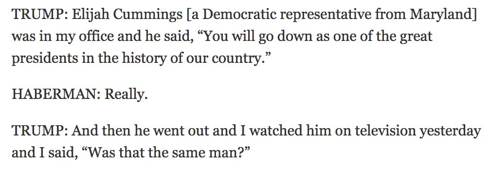 ericgarland's tweet photo. Trump claims that Elijah Cummings said he would go down in history as great.
But a great what? 😈😈😈
https://t.co/K1pfKACDhJ https://t.co/2TEs7cIYnh