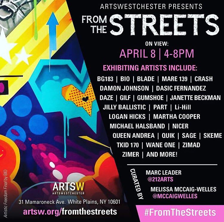 This Saturday April 8th, 31 Mamaroneck White Plains, NY 10601.  Many talented artists will be there |  #FromTheStreets