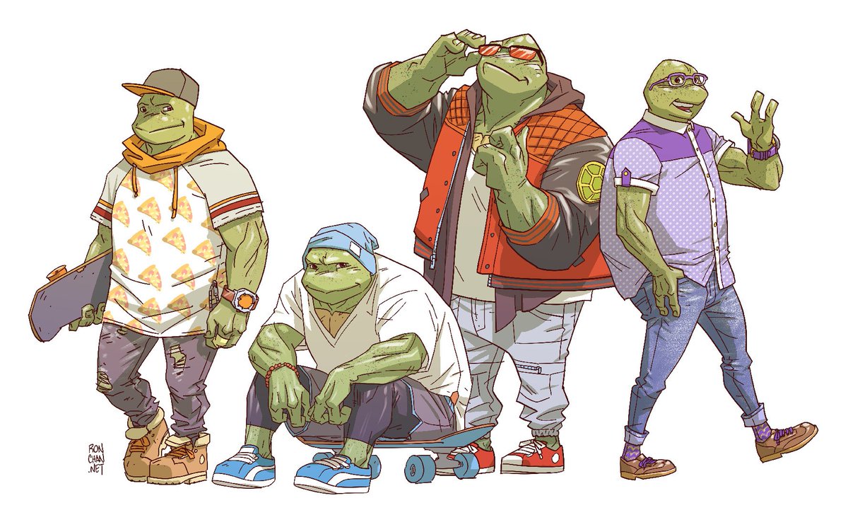 X 上的Ron Chan：「Had fun doing Mikey, so here's all four turtles in street  clothes! 😆🐢 #TMNT   / X