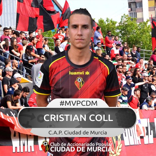 CiudadDeMurcia's tweet photo. /MVP CDM/

El jugador #MVPCDM de la jornada 32 con vuestros votos es Cristian Coll.

¡Enhorabuena máquina! https://t.co/doQSLF37M2