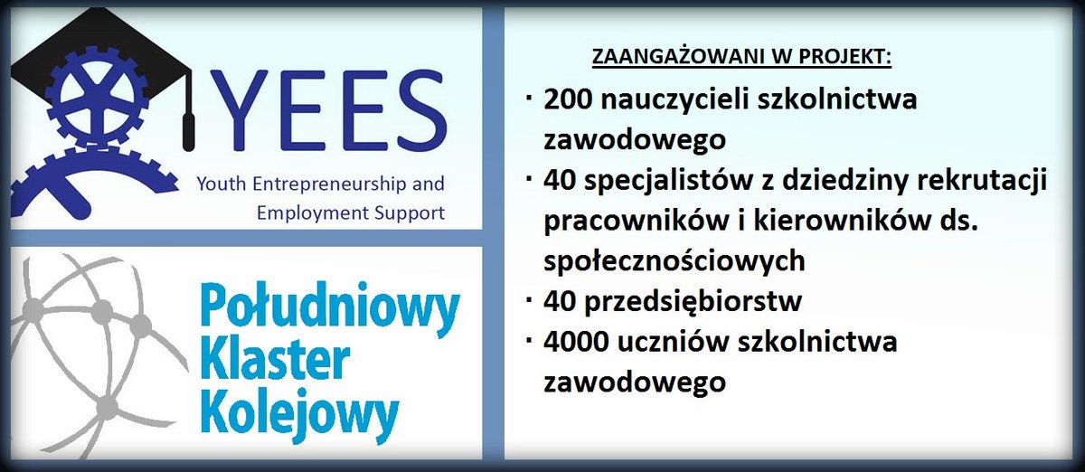 Zapraszamy do zapoznania się z międzynarodowym projektem #YEES, którego partnerem jest Południowy Klaster Kolejowy. yees.pixel-online.org