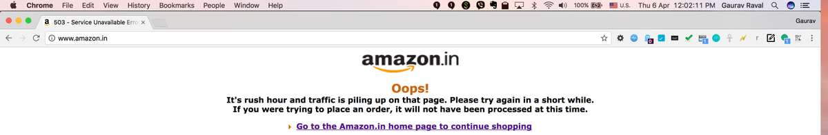 iMariamJ's tweet photo. Amazon.in went down during Redmi sale! 😏 https://t.co/gQ1XUcwqLv