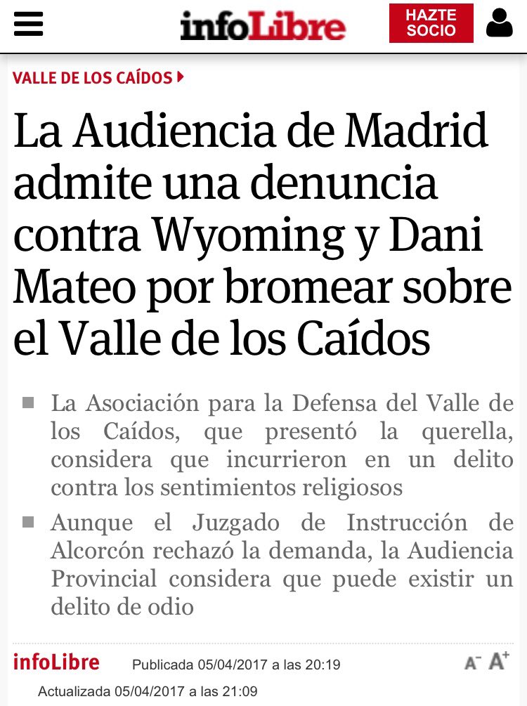 PabloIglesias's tweet photo. Aznar está preocupado por acabar en la cárcel con Bertín cuando gobernemos, pero los que van a juicio por un chiste son Wyoming y Mateo https://t.co/ZjDScoKcR2