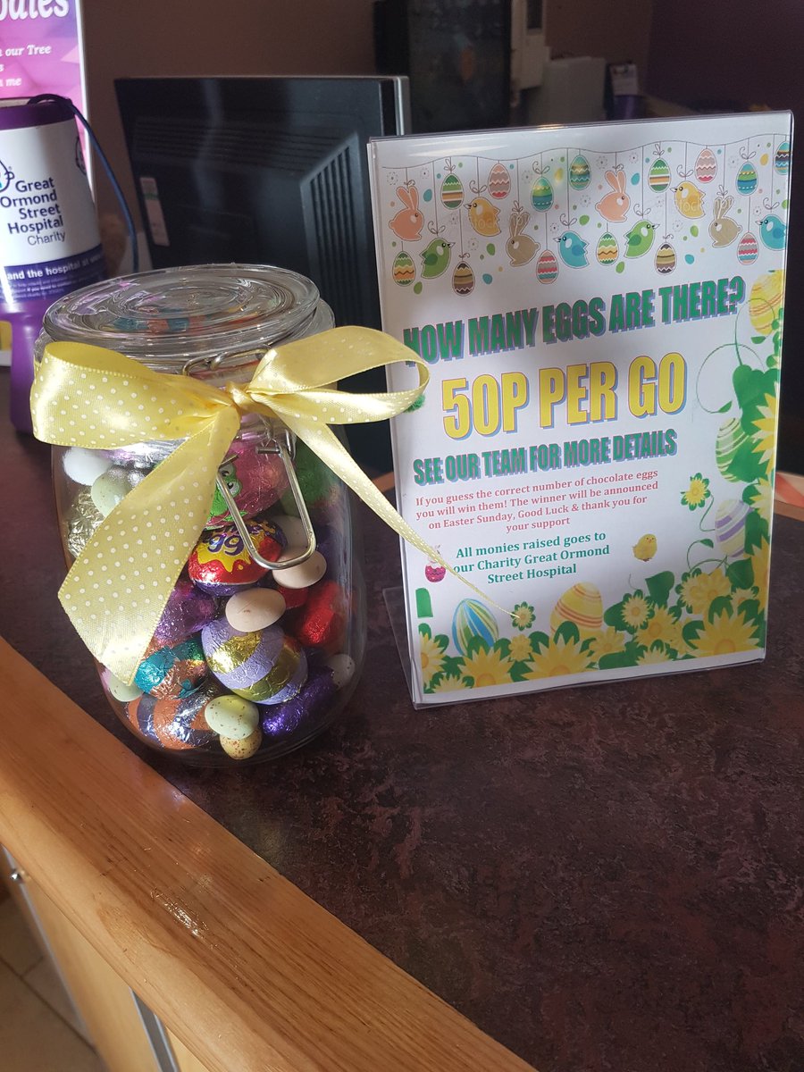 Stacey_MillerPI's tweet photo. We're ready for Easter at Ross-on-wye Premier Inn! Lots of goodies up for grabs, raising lots of dosh for gosh 💜 https://t.co/yI6IuS9rTR