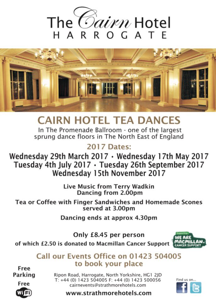 Our next tea dance is on Wednesday 17th May. Last week we made £55 for <a href="/macmillancancer/">Macmillan Cancer Support</a>