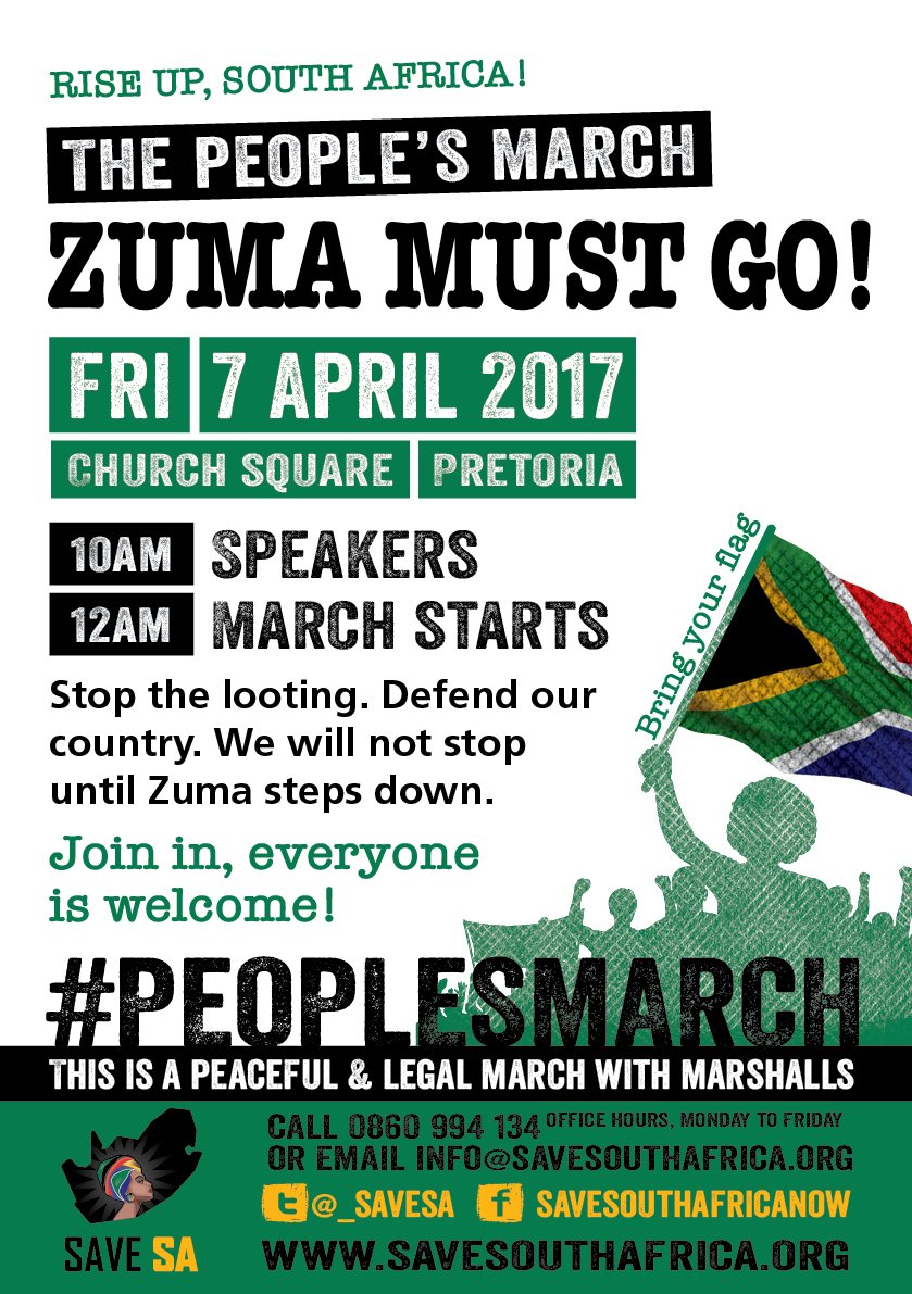 _SaveSA's tweet image. Details for the march on friday! #savesa #endstatecapture #VukaniMzansi1 #peoplesmarch