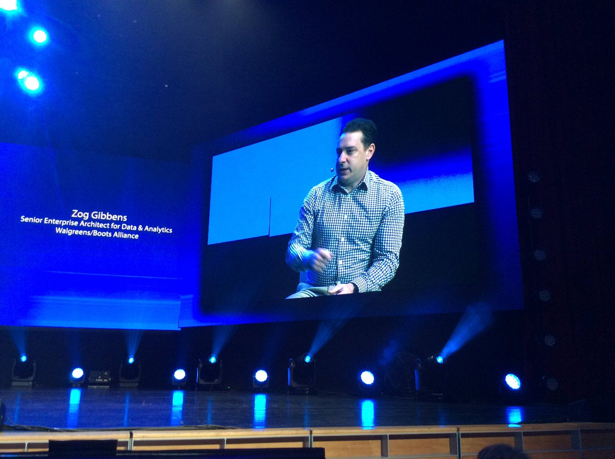 BenceArato's tweet photo. Zog Gibbens from Walgreens / Boots Alliance speaking about his dream data project  #DWS17 https://t.co/PQrG8uWz1j